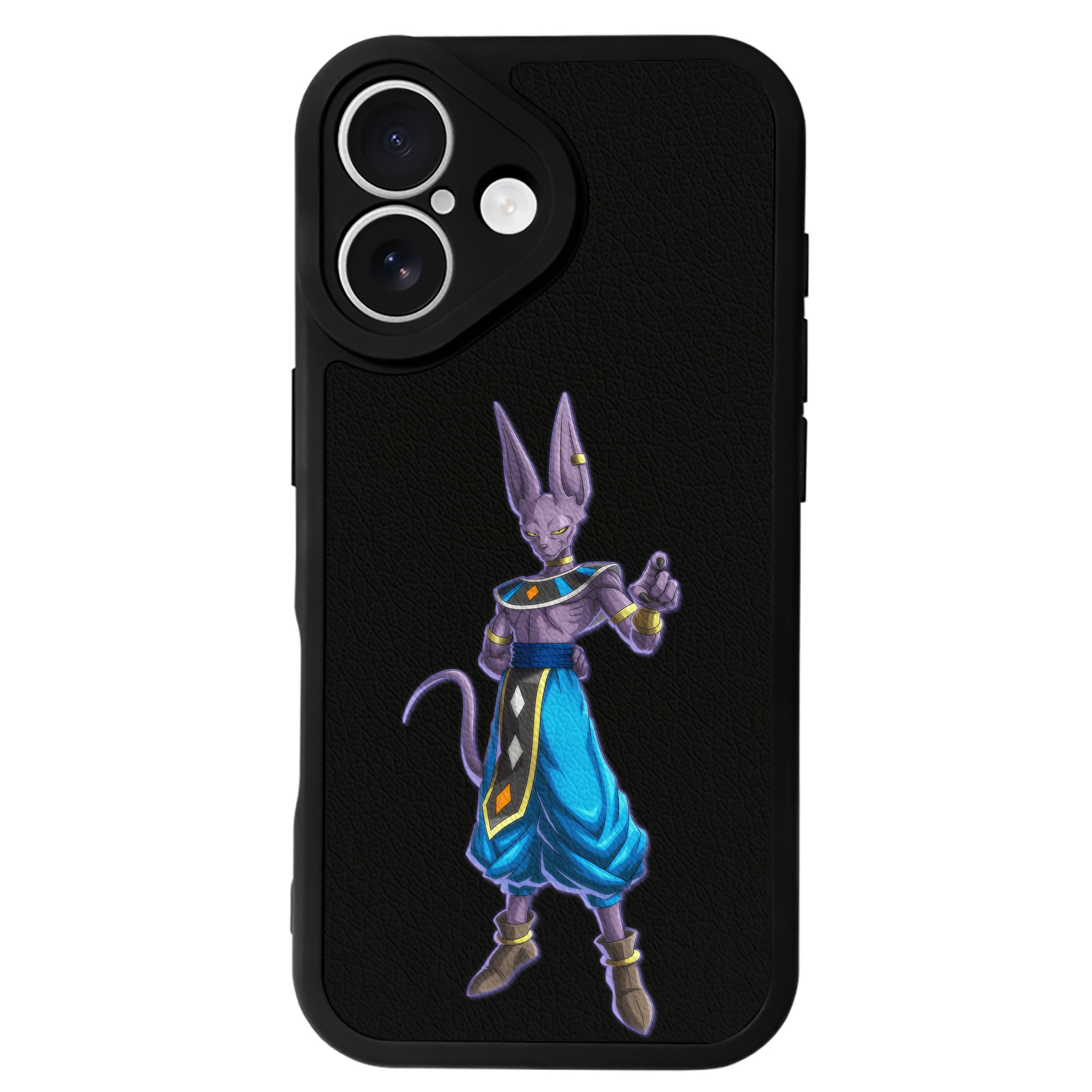 （画像用） ドラゴンボール ビルス 破壊神ビルス DRAGON BALL Beerus Birusu 【iPhone 16シリーズ対応】シリコンスマホケース（レザー調） 材質：シリコン